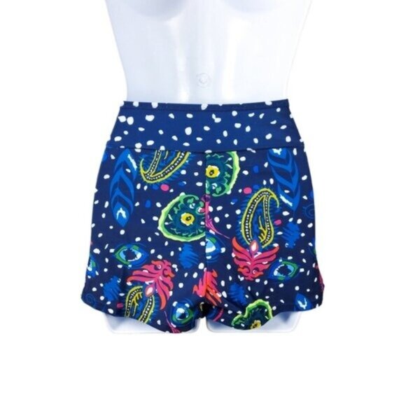 Wenly Zeng Paisley Two Piece Swimsuit with Shorts Blue Sizes Small and XL - Picture 3 of 8